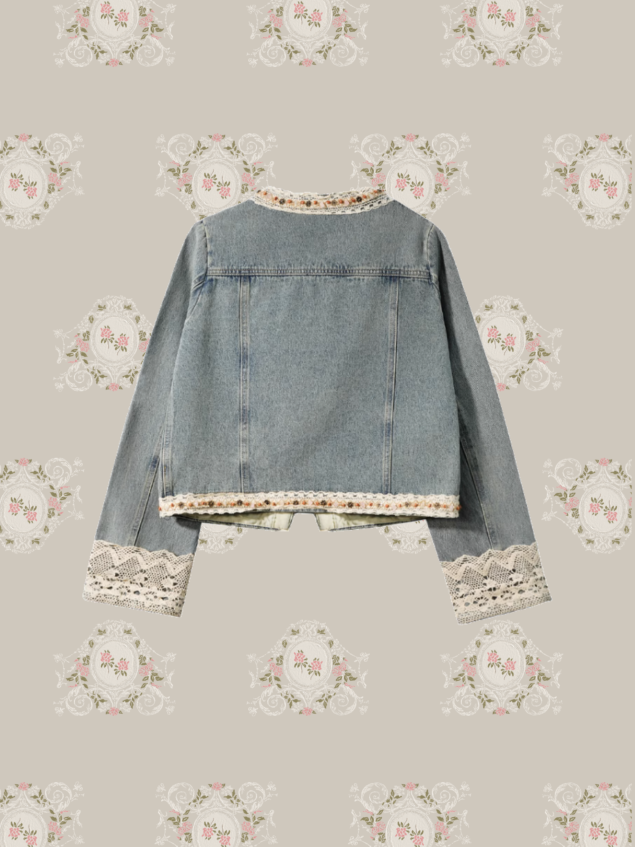 Romantic Beads Deco Denim Jacket/ロマンティックビーズデコデニムジャケット