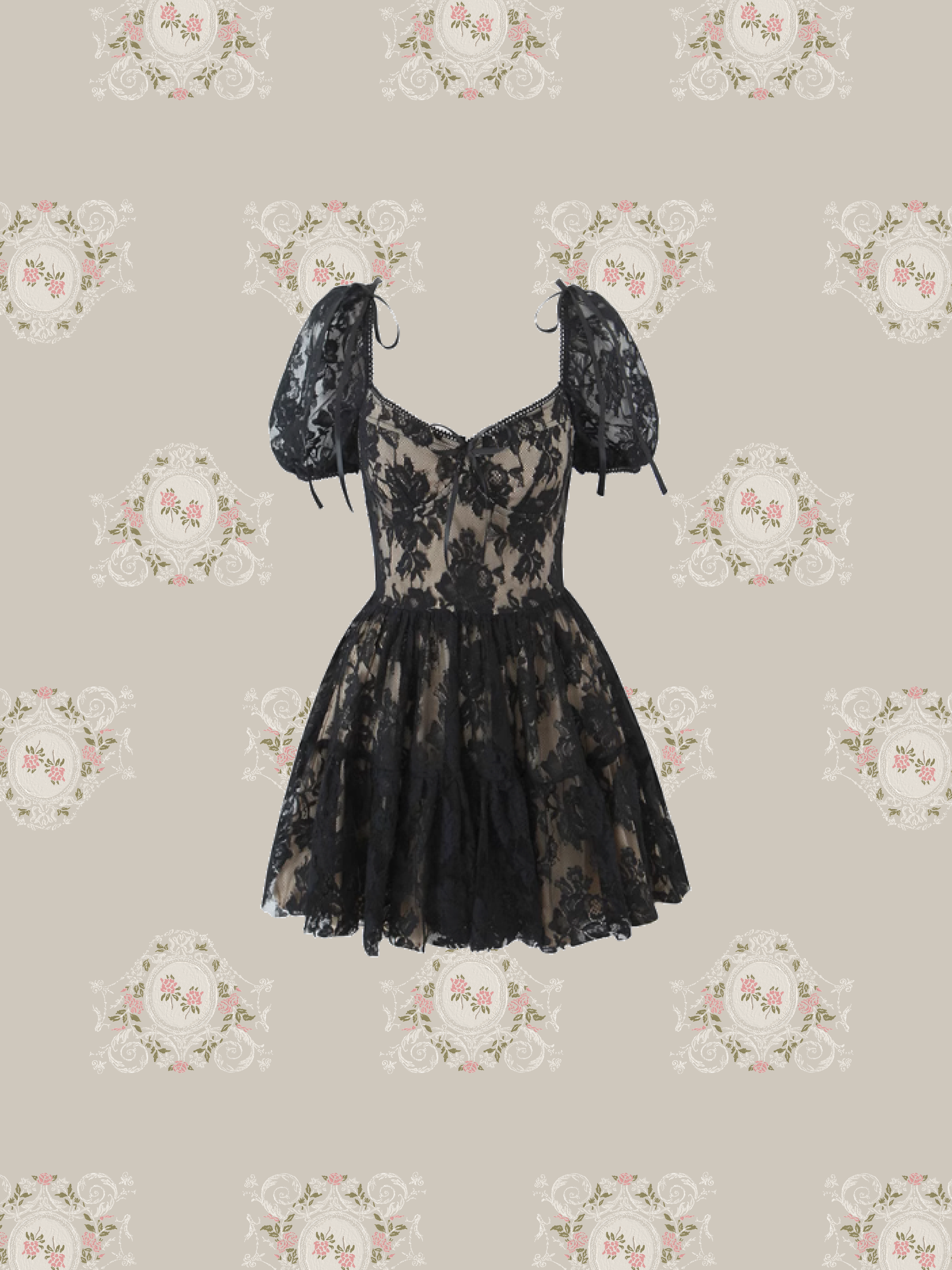 Big Collar Lace Embroidery Dress/ビッグカラーレース刺繍ドレス