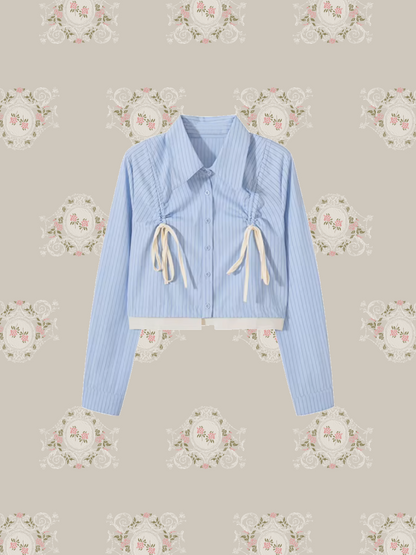 Sweet Ribbon Stripe Shirt/スイートリボンストライプシャツ