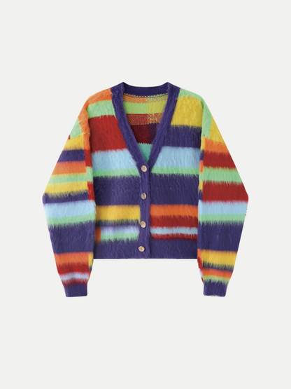 Rainbow Color Stripe Knit Set Up