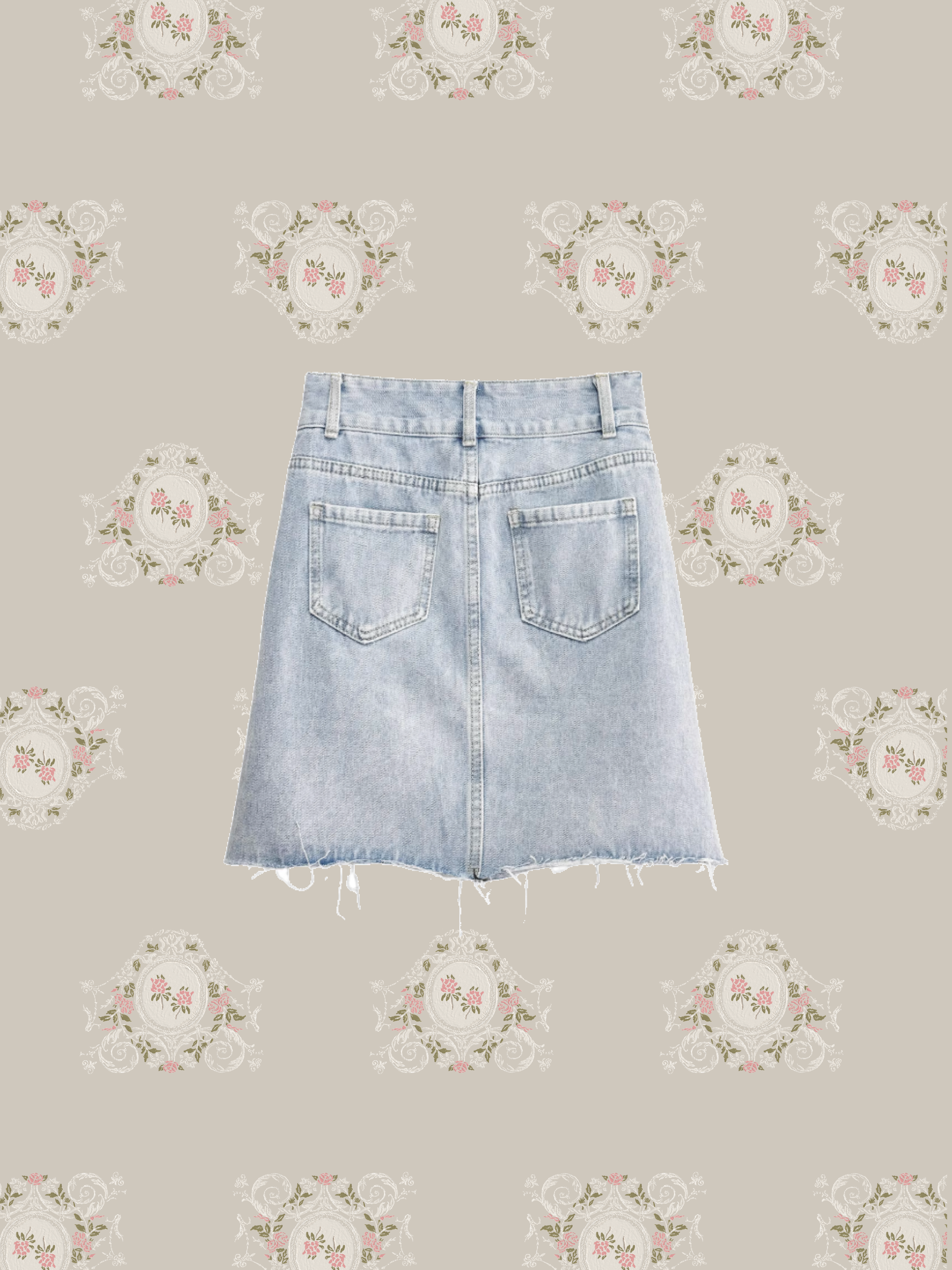 Pearl Deco Denim Skirt/パールデコデニムスカート
