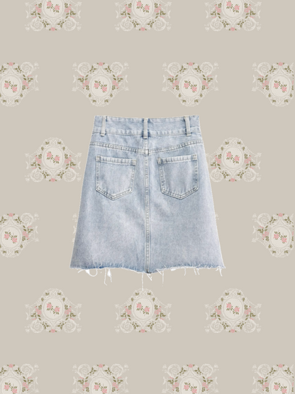 Pearl Deco Denim Skirt/パールデコデニムスカート