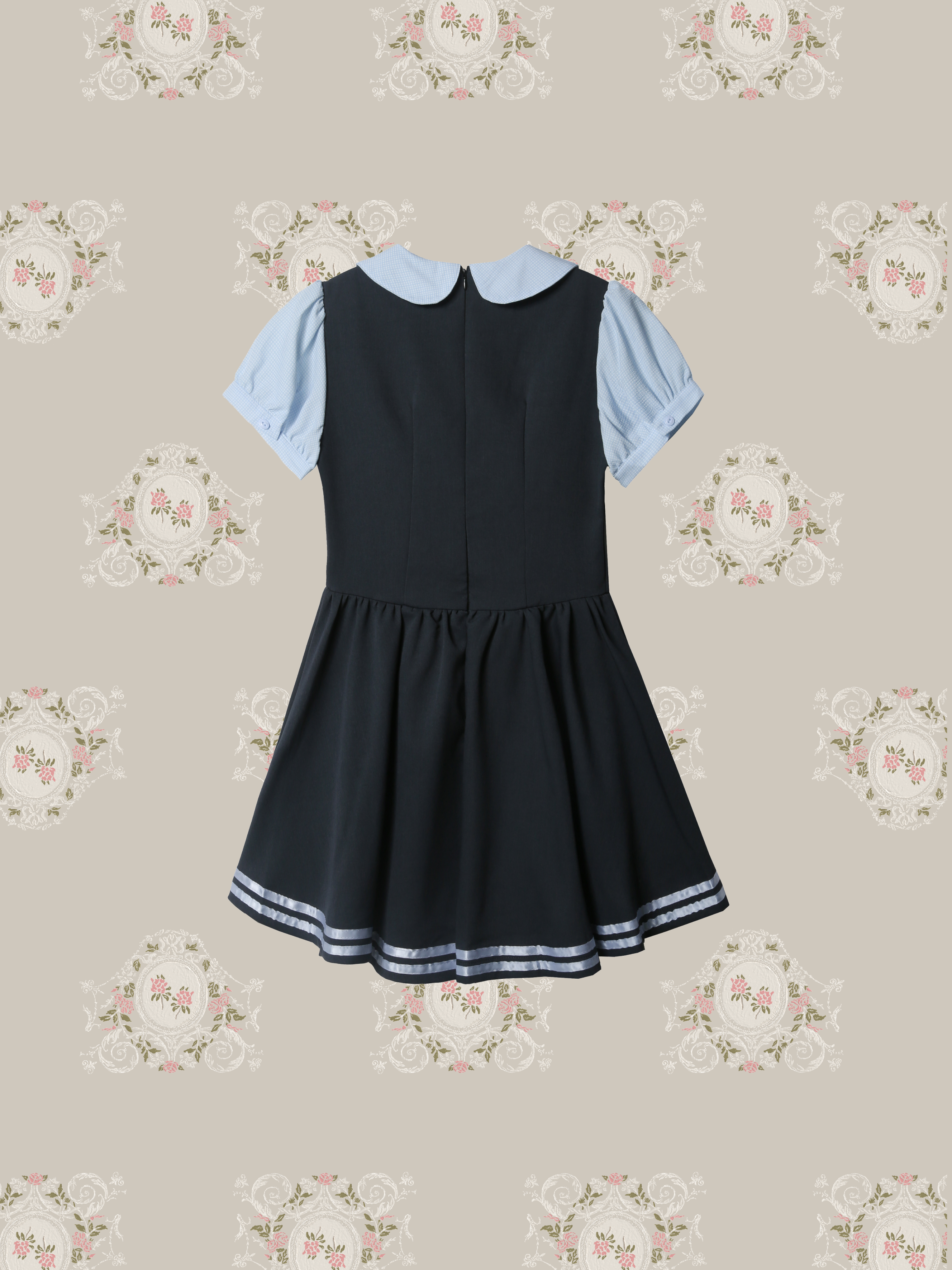 Sweet Baby Collar Preppy Dress/ベビーカラープレッピードレス