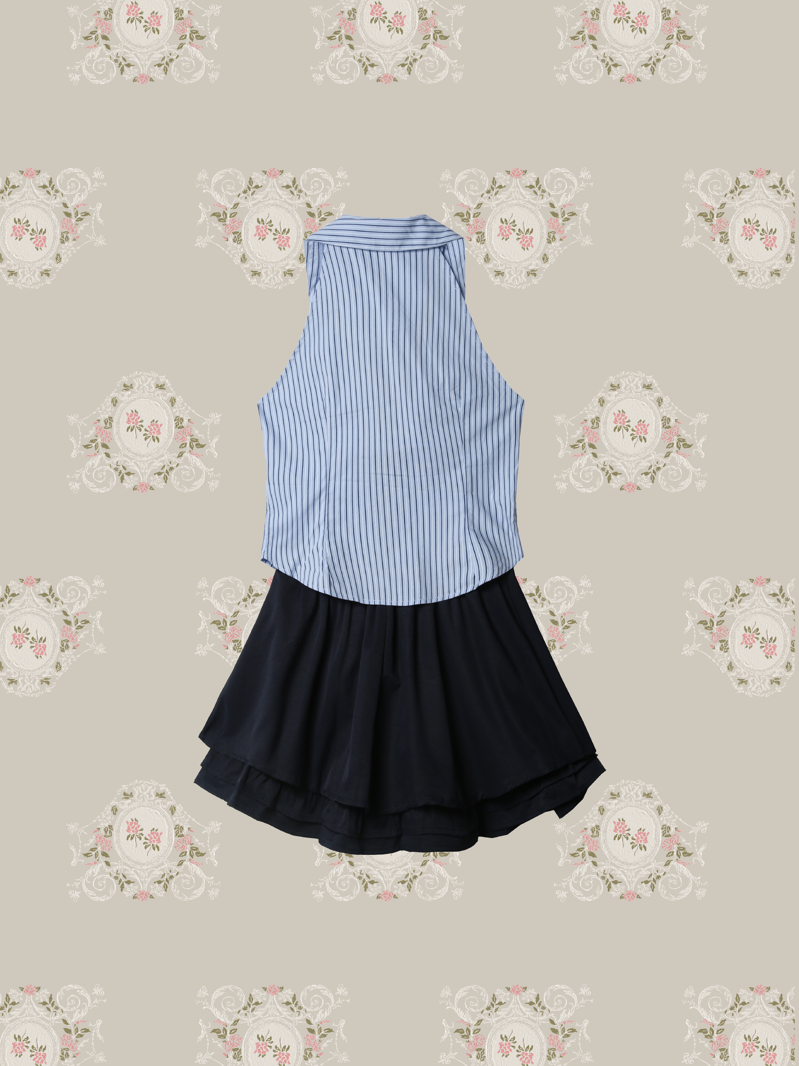 Preppy Ribbon Blossom Skirt Set Up/プレッピーリボンブロッサムスカートセットアップ
