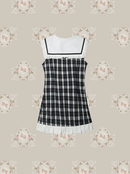 Sailor Collar Plaid Sweet Dress/セーラーカラーチェック柄スウィートワンピース