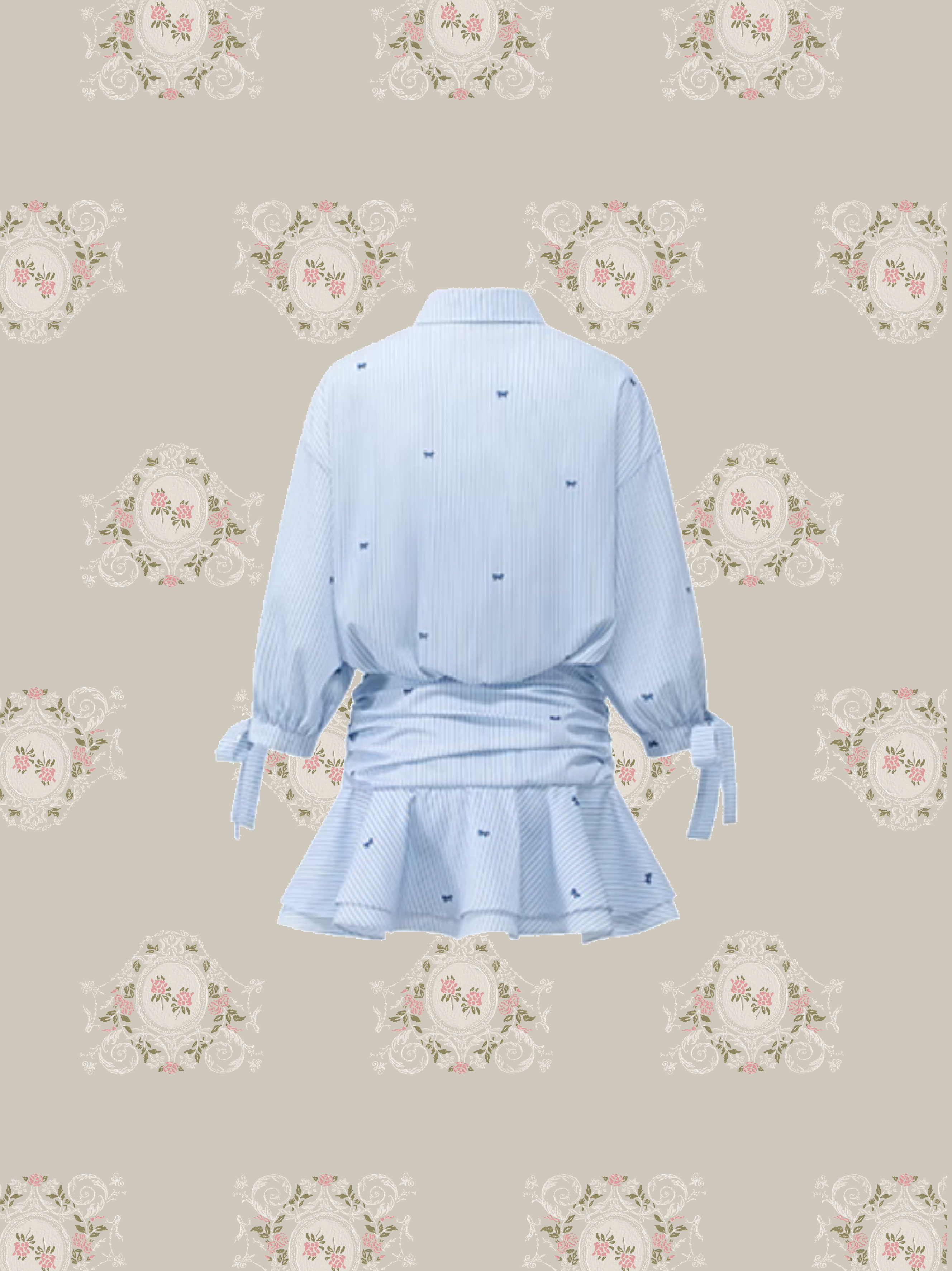 Sky Blue Preppy Flare Shirt One Piece/スカイブループレッピーフレアシャツワンピース