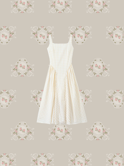 French Plaid Voluminous Dress/フレンチチェックボリュームドレス