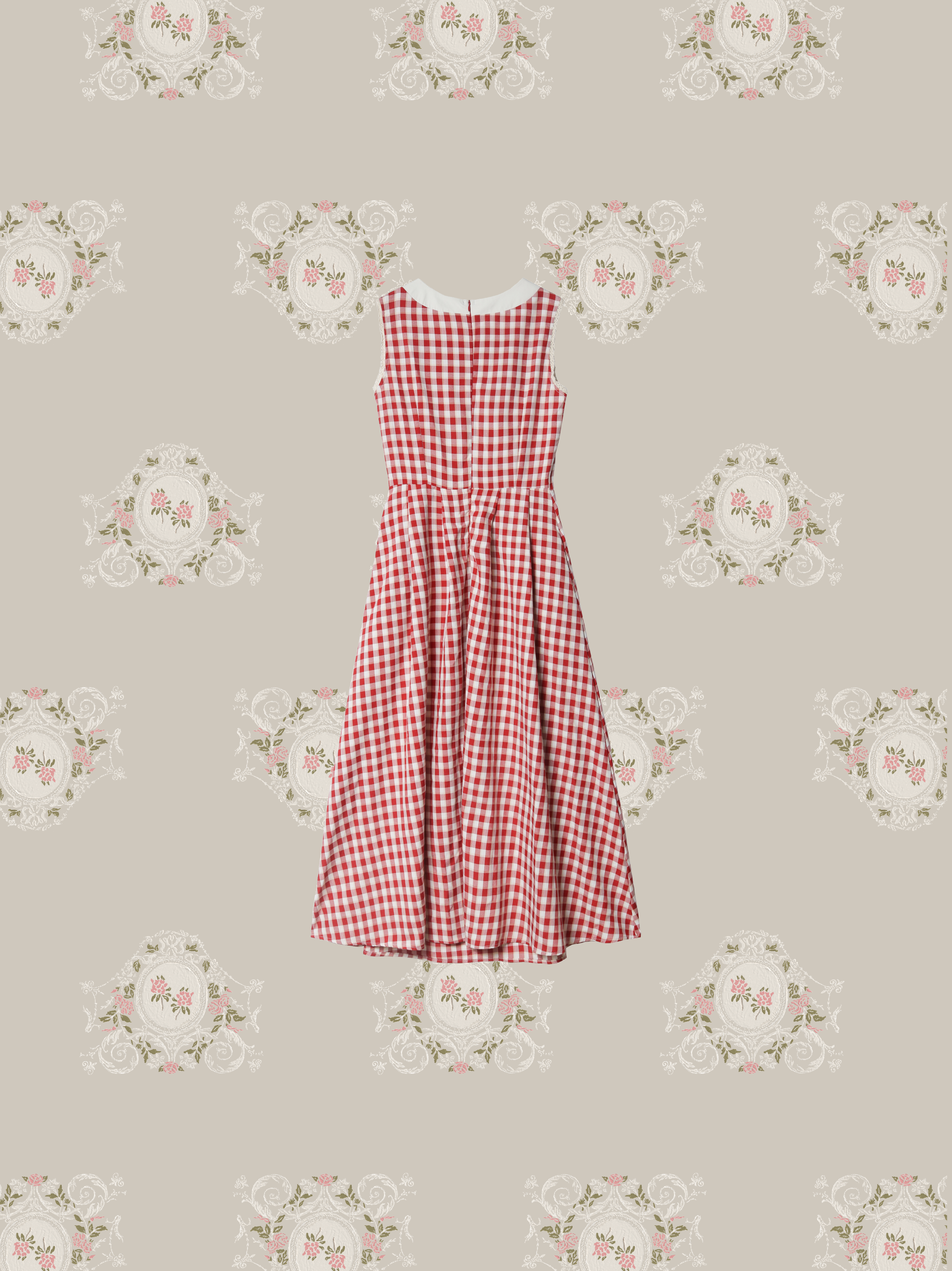 Shoulder Ribbon Red Check One Piece/ショルダーリボンレッドチェックワンピース