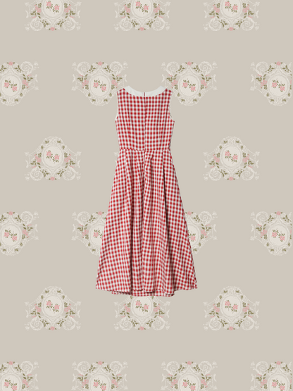 Shoulder Ribbon Red Check One Piece/ショルダーリボンレッドチェックワンピース