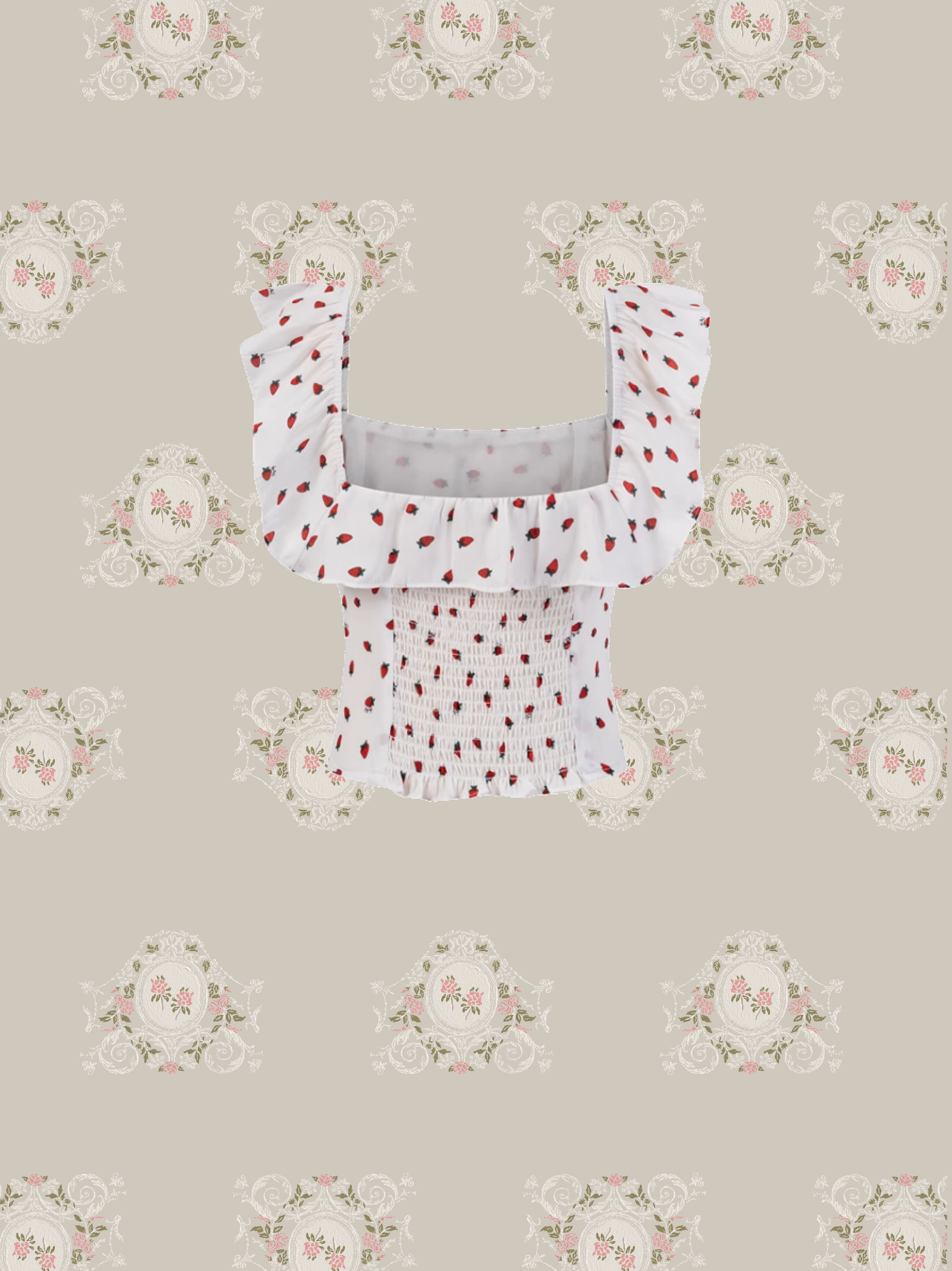 Cheerful Pattern Ruffle Short Top/柄フリルショートトップス