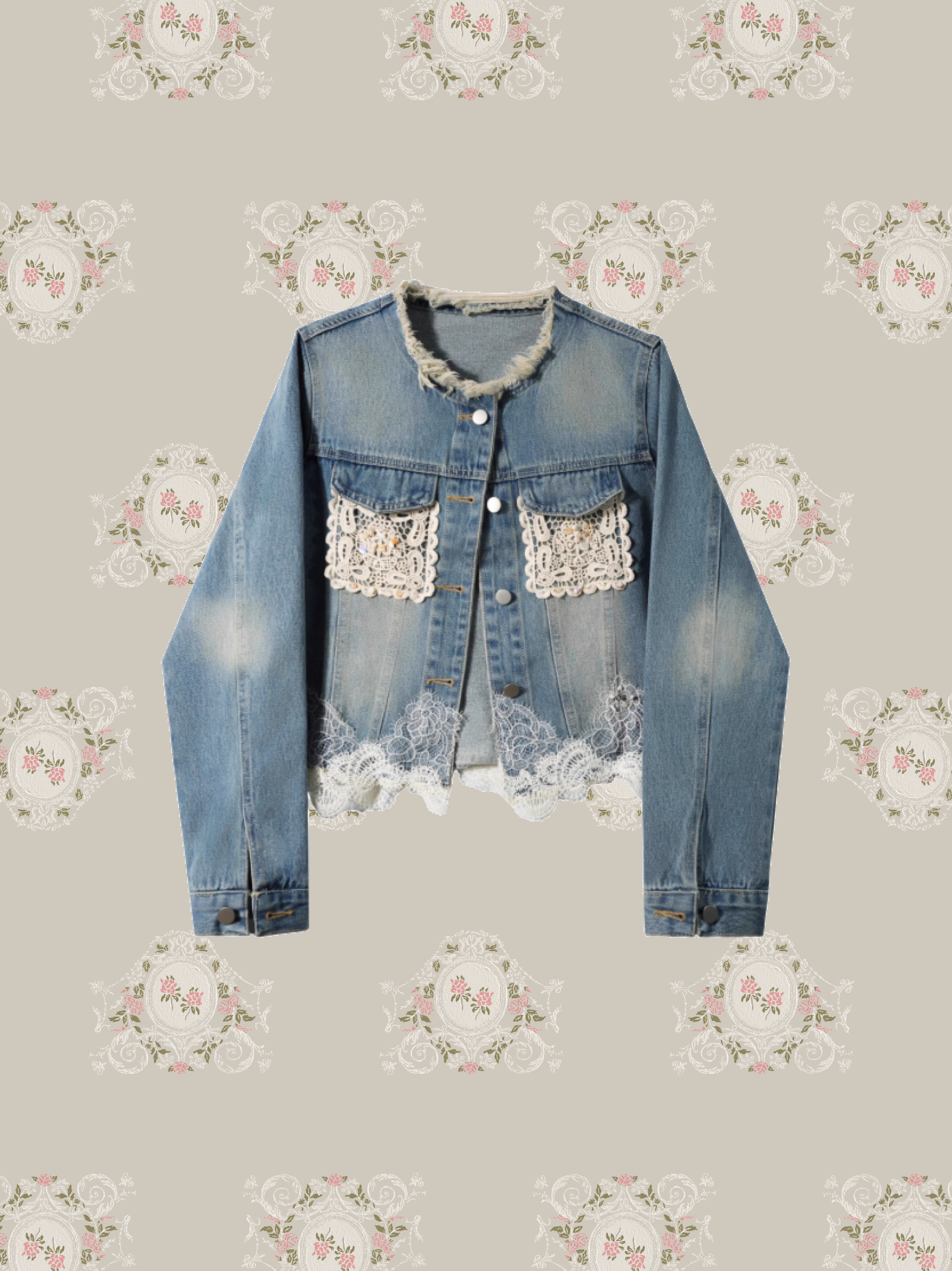 Lace Deco Denim Jacket/レースデコデニムジャケット