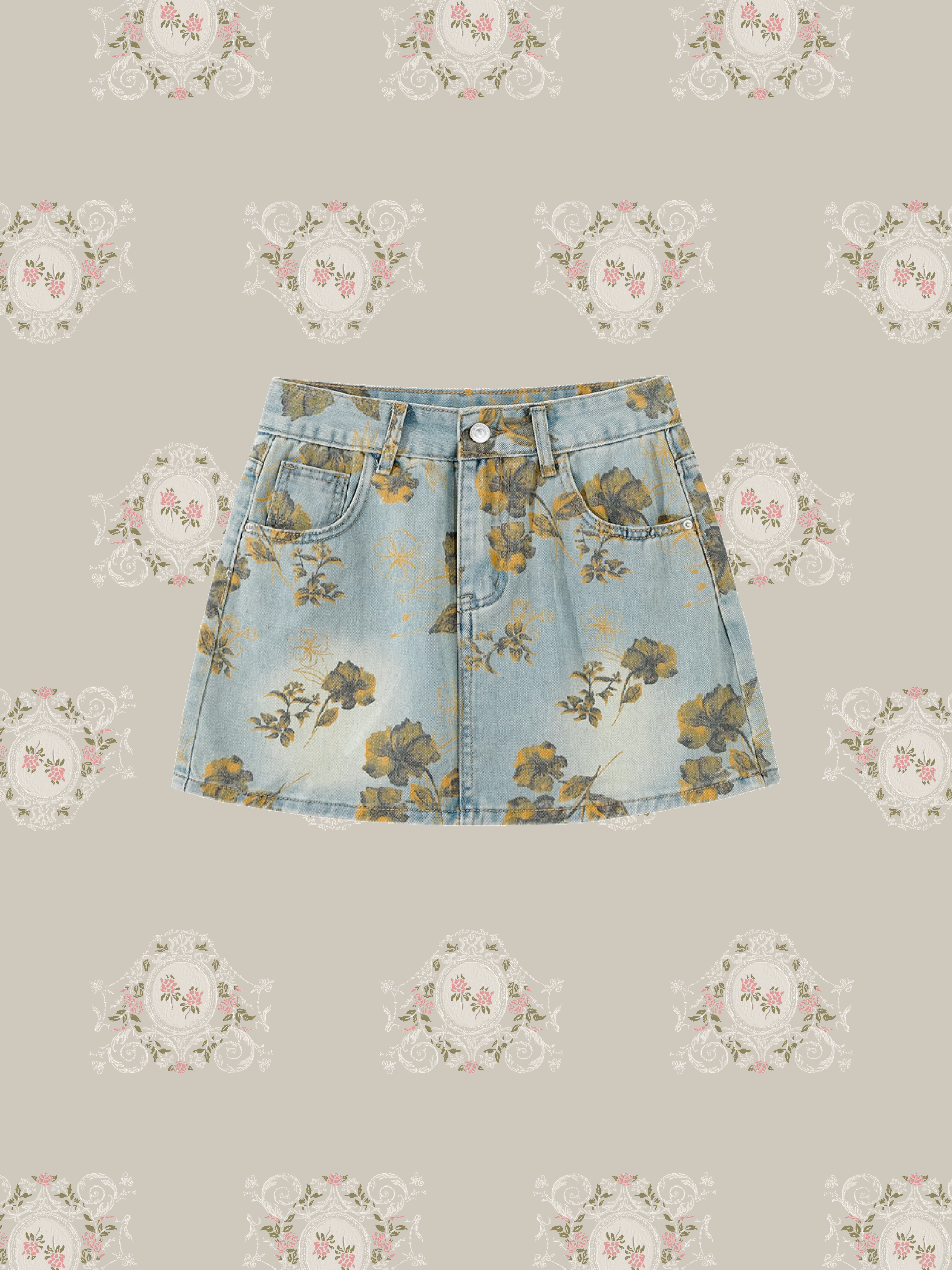 Botanical Denim Skirt/ボタニカルデニムスカート