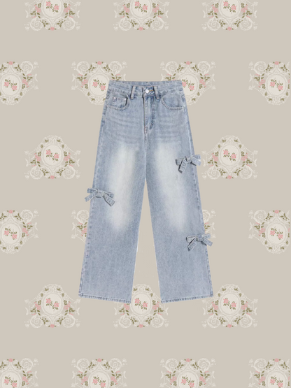Ribbon Wide Denim Pants/リボンワイドデニムパンツ