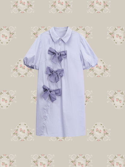 Puff Sleeve Bow Dress パフスリーブリボンドレス