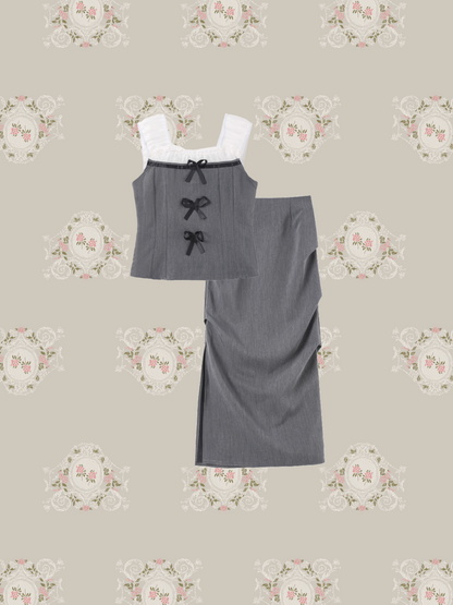 Gauze Bow Top Gather Skirt Set Up/ガーゼボウトップギャザースカートセットアップ