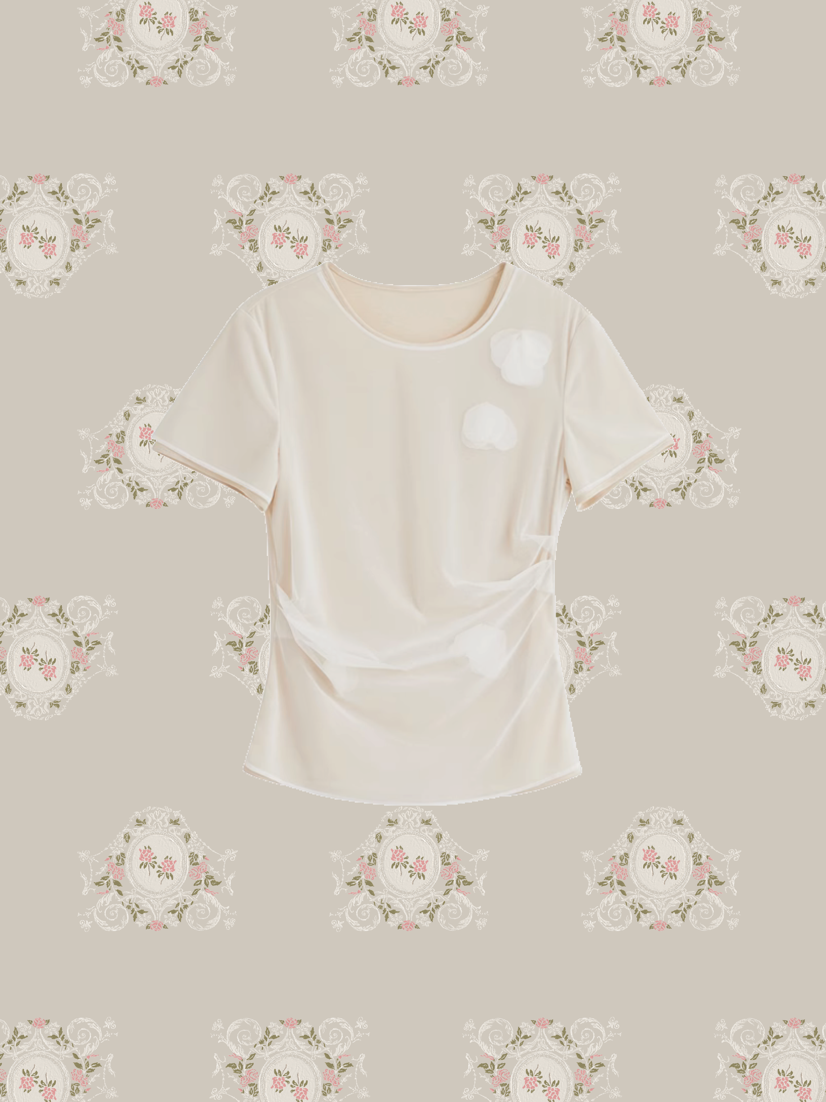 Mesh Gather Flower T/メッシュギャザーフラワーT