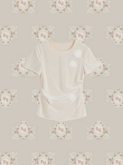 Mesh Gather Flower T/メッシュギャザーフラワーT