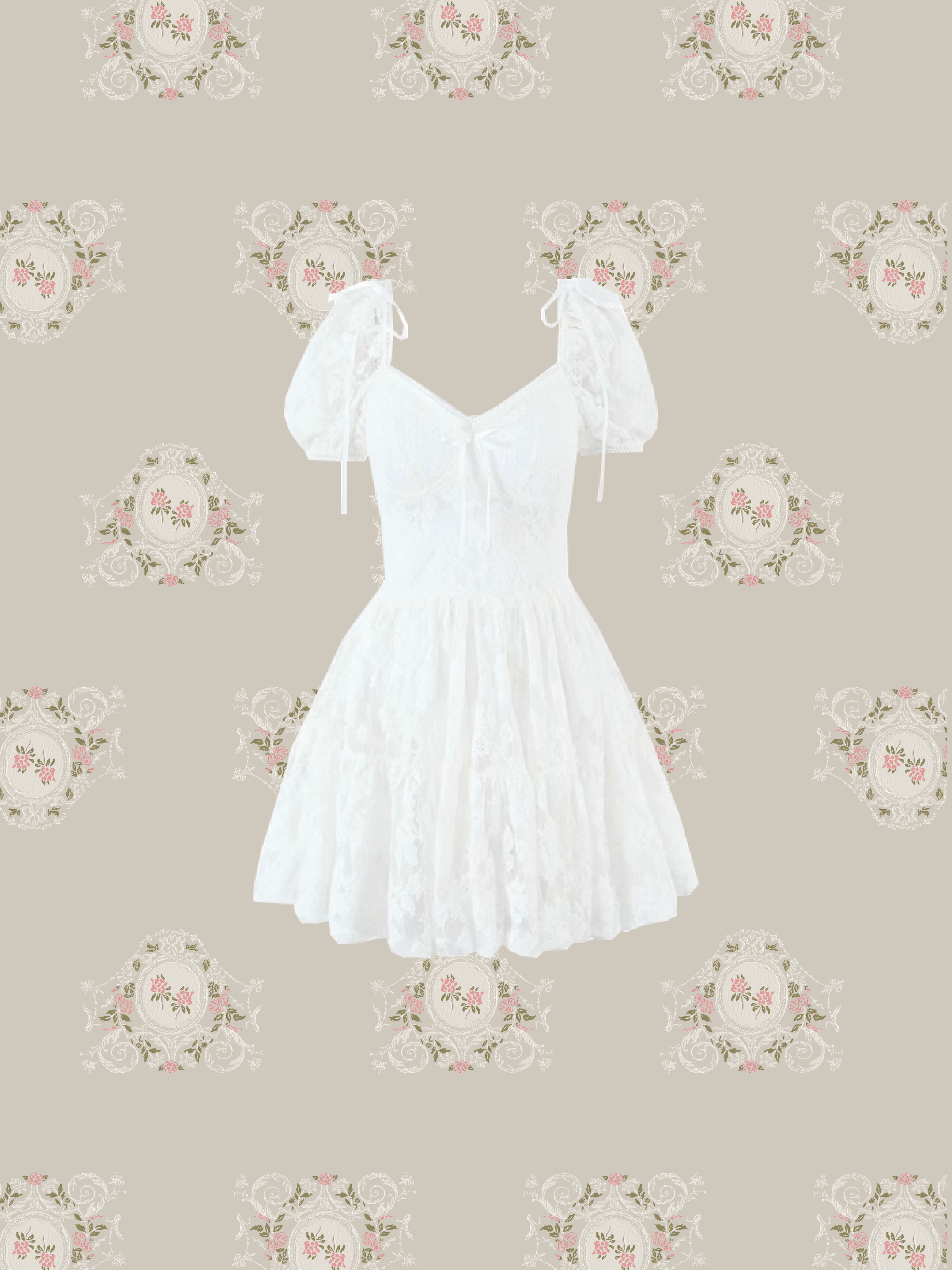 Big Collar Lace Embroidery Dress/ビッグカラーレース刺繍ドレス