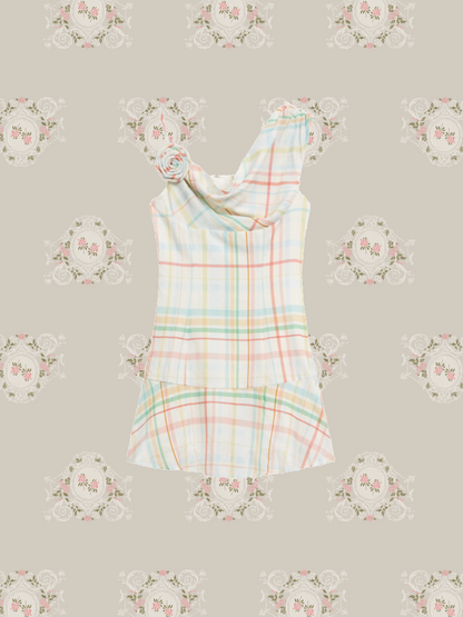 Pastel Color Plaid One Piece/パステルカラーチェックワンピース