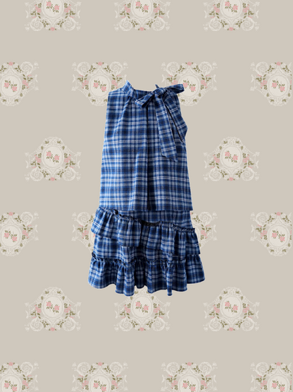 French Check Ruffle Dress/フレンチチェックフリルドレス