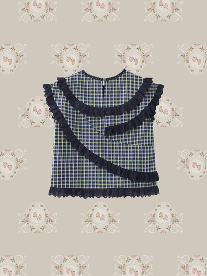 Retro Check Motif Frill Vest/レトロチェックモチーフフリルベスト