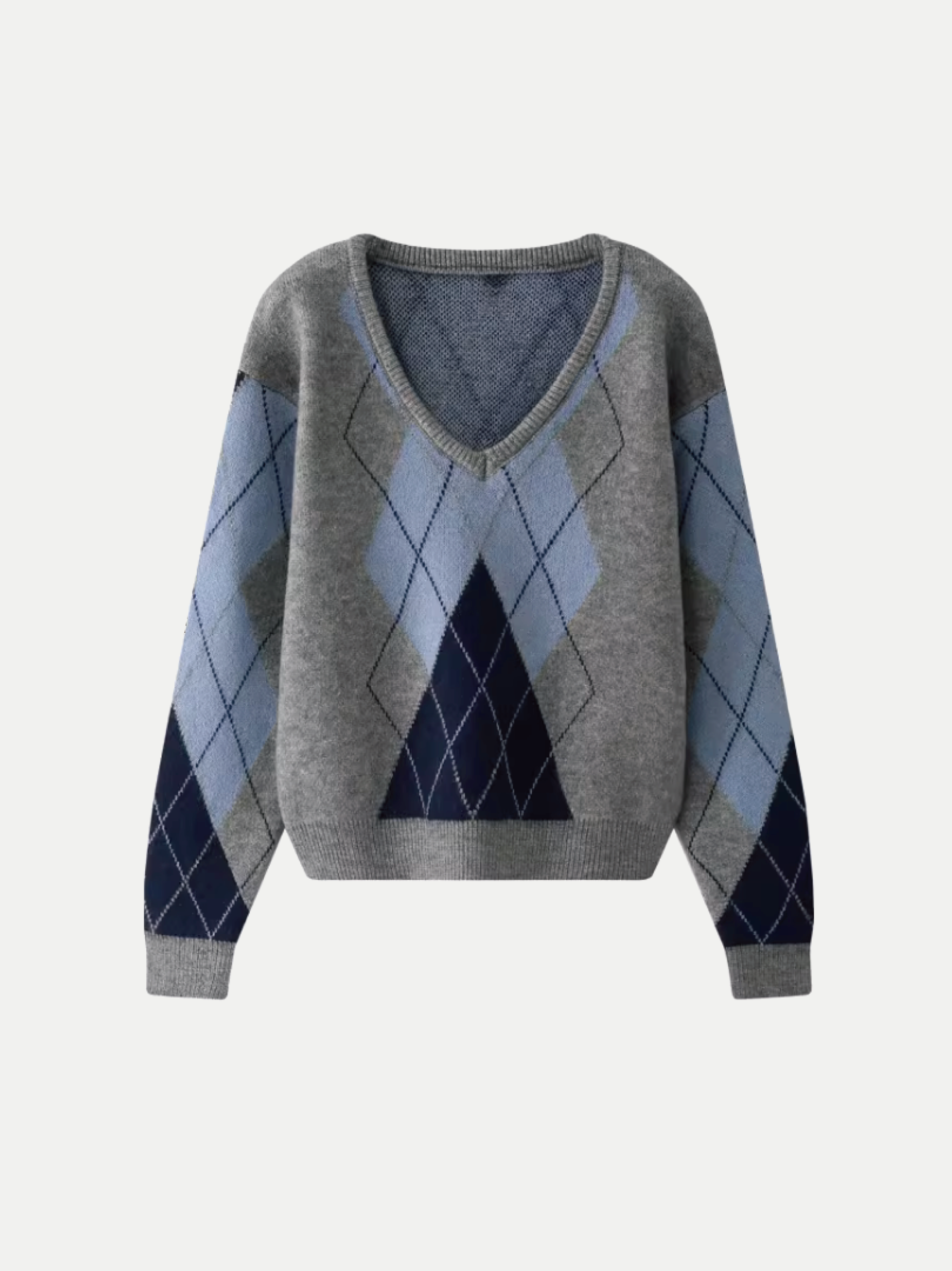 V-neck Argyle Pattern Knit 