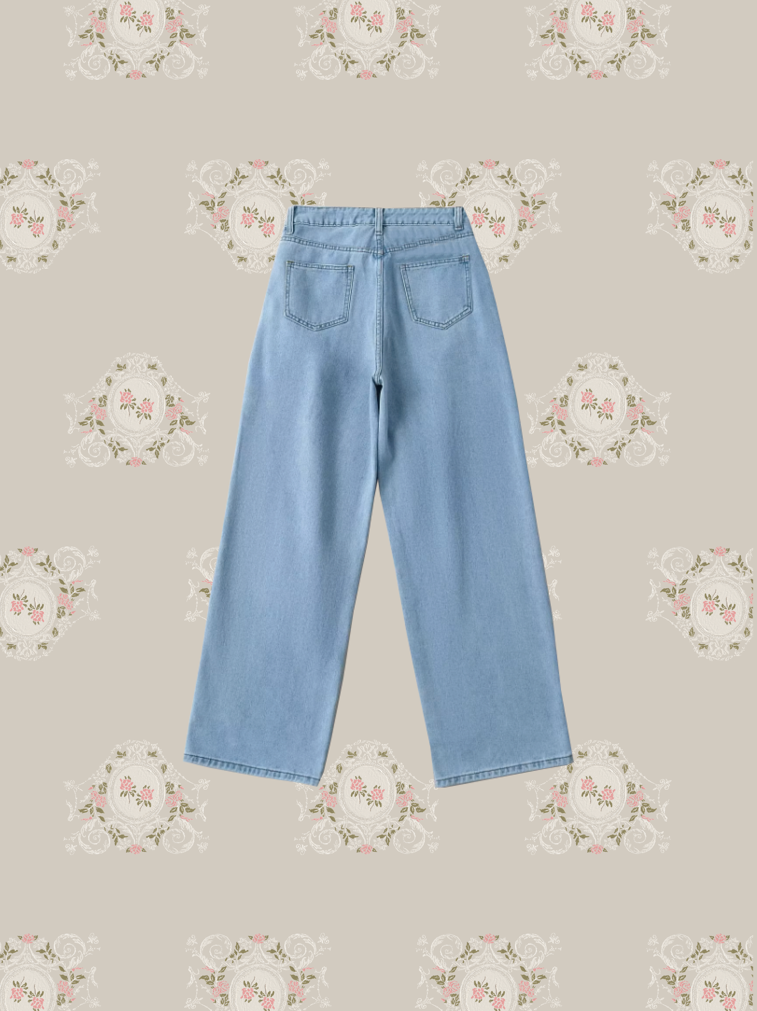 Ribbon Denim Wide Pants 