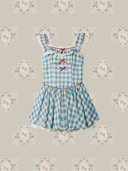 Garden Motif Plaid Frill Dress/ガーデンモチーフ チェック柄フリルワンピース