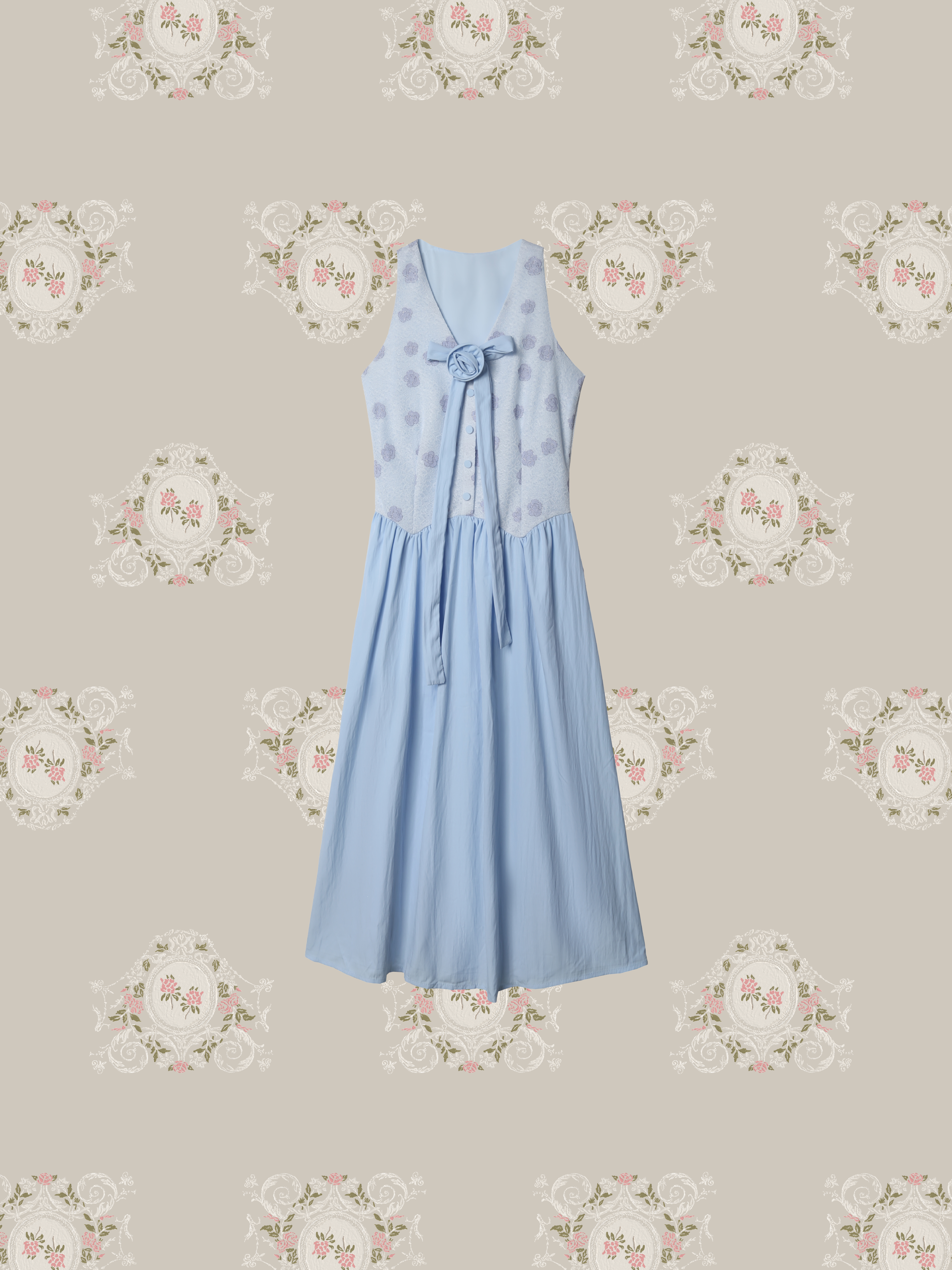Romantic Floral Print Vest Dress/ロマンチック花柄ベストドレス