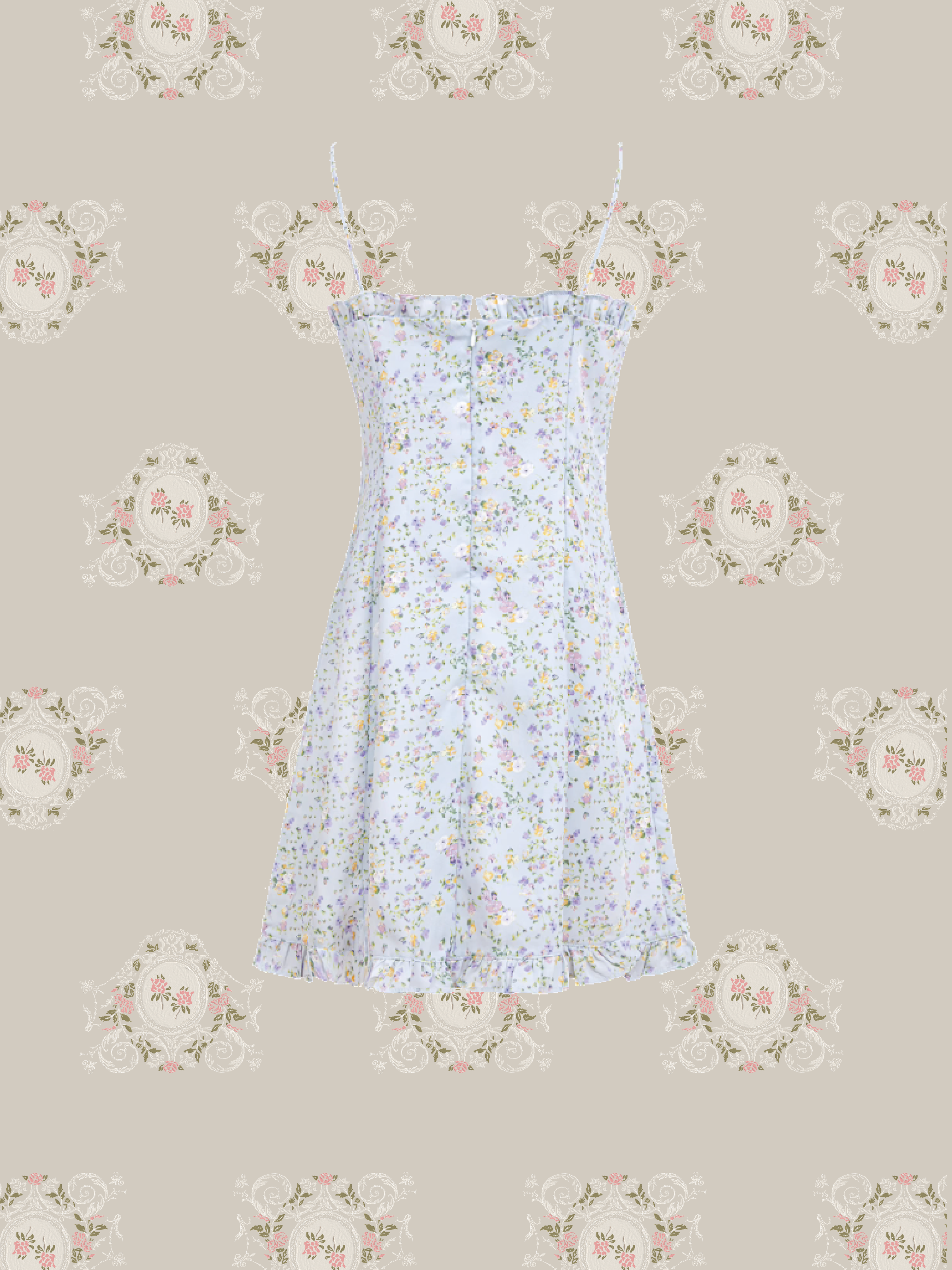 French Floral One Piece With Turban ターバン付きフレンチフラワーワンピース