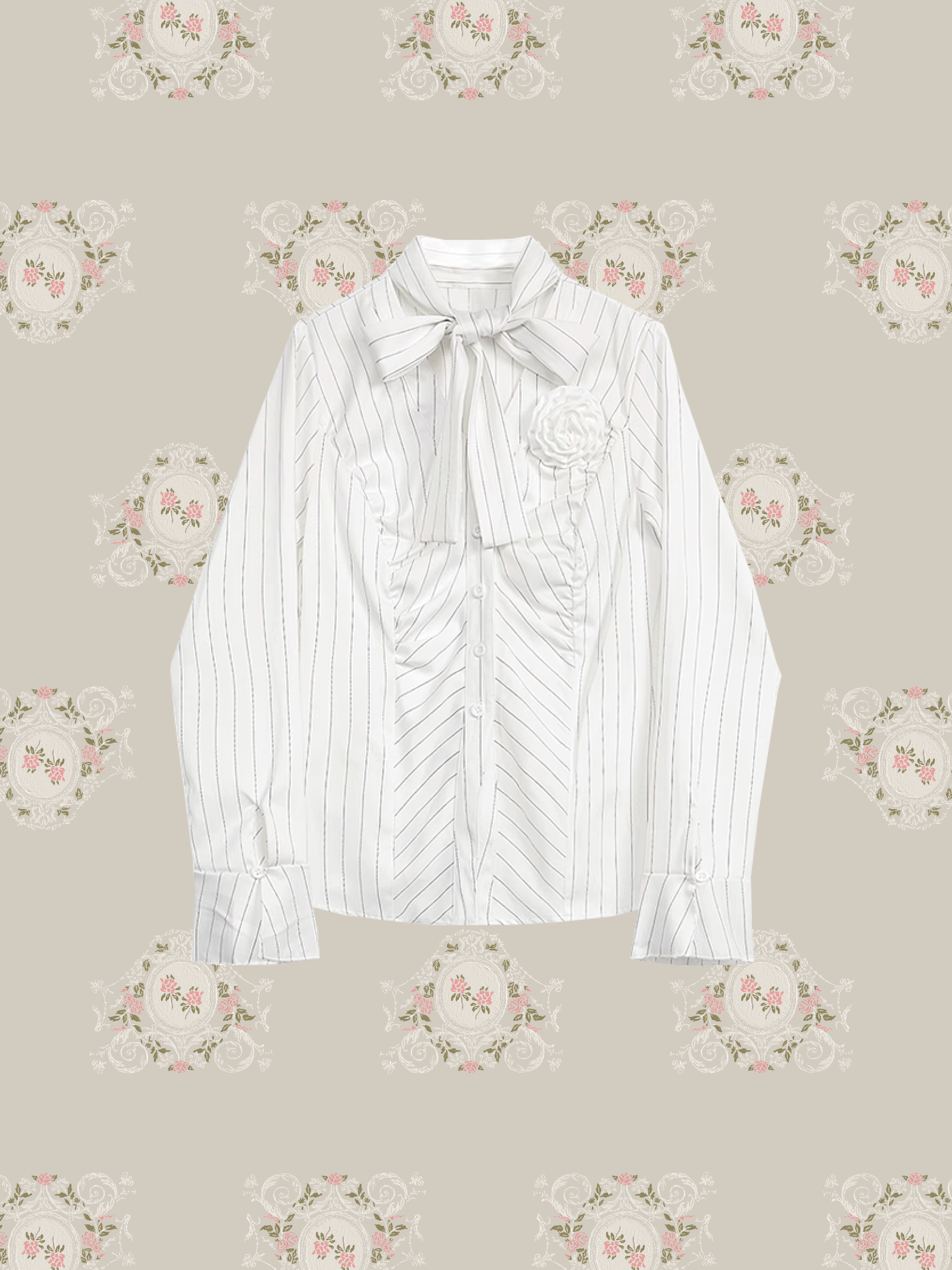 Front Gather Stripe Shirt 