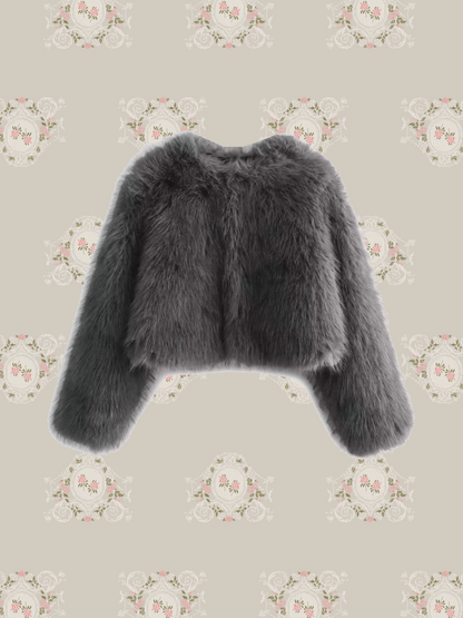 Gray Shearling Faux Fur Coat グレー シアリング フェイクファー コート