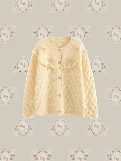 Big Frill Collar Ribbon Cardigan  ビッグフリル襟リボンカーディガン