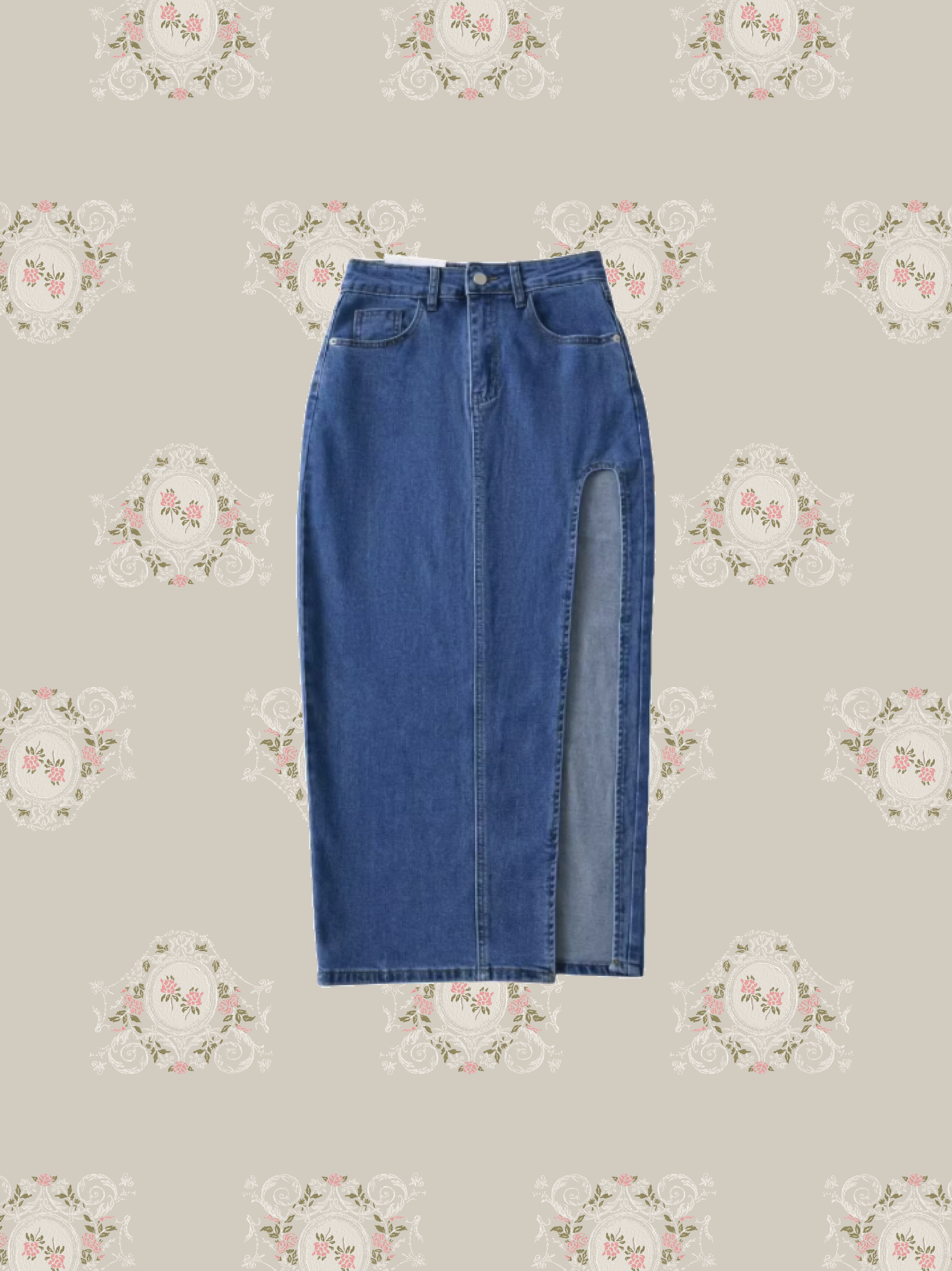 High Slit Denim Skirt 