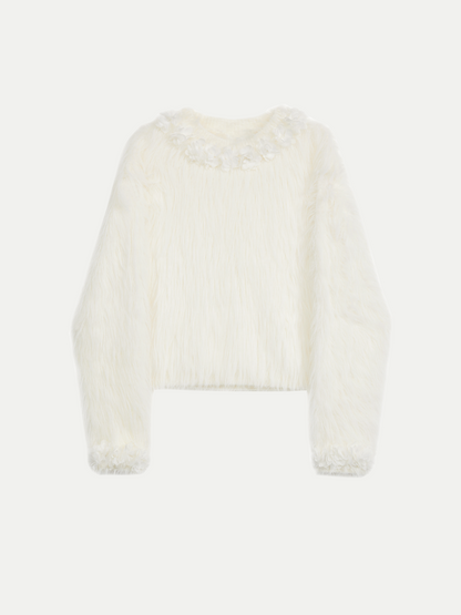 Lace Collar Mohair Sheer Sweater