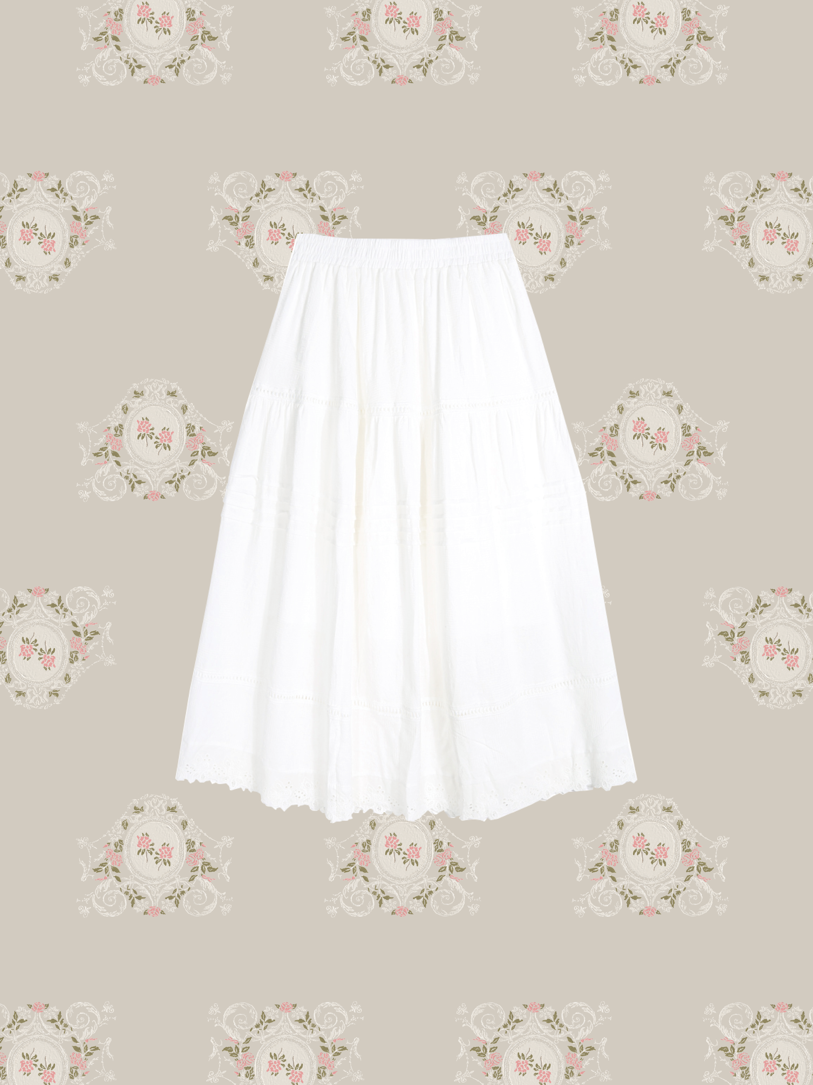 Flare Hollow Out Embroidery Skirt 