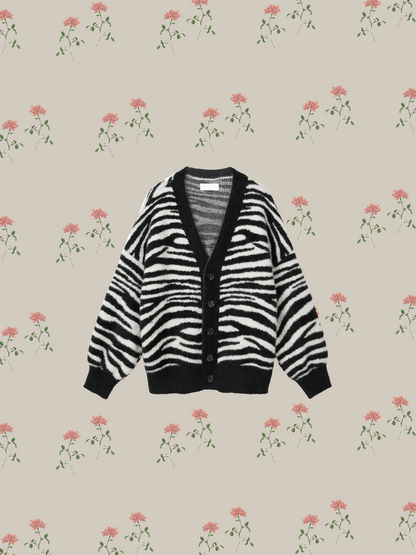 Zebra Stripe Knit Cardigan