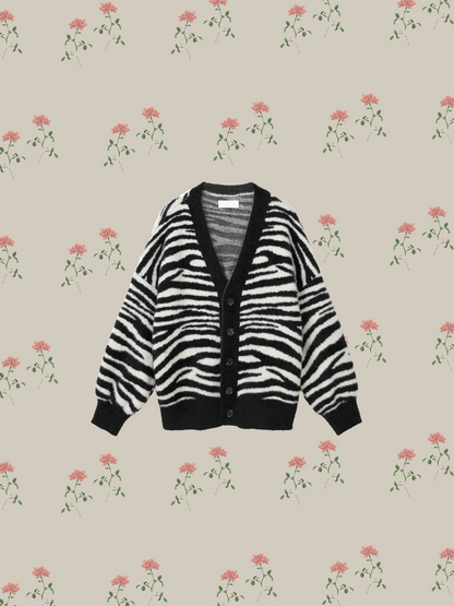 Zebra Stripe Knit Cardigan 