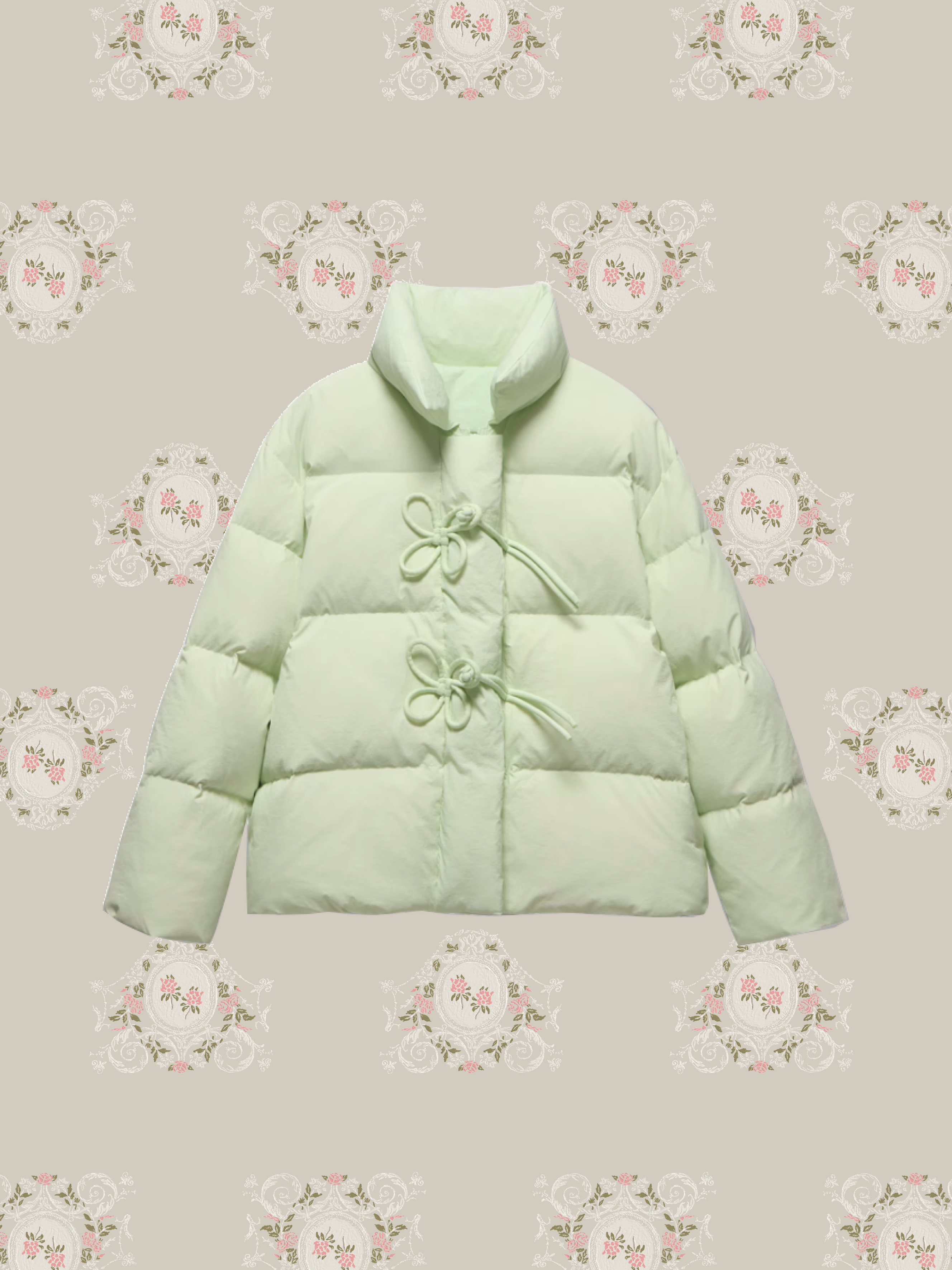 Butterfly Ribbon Puffer Duck Down Coat 