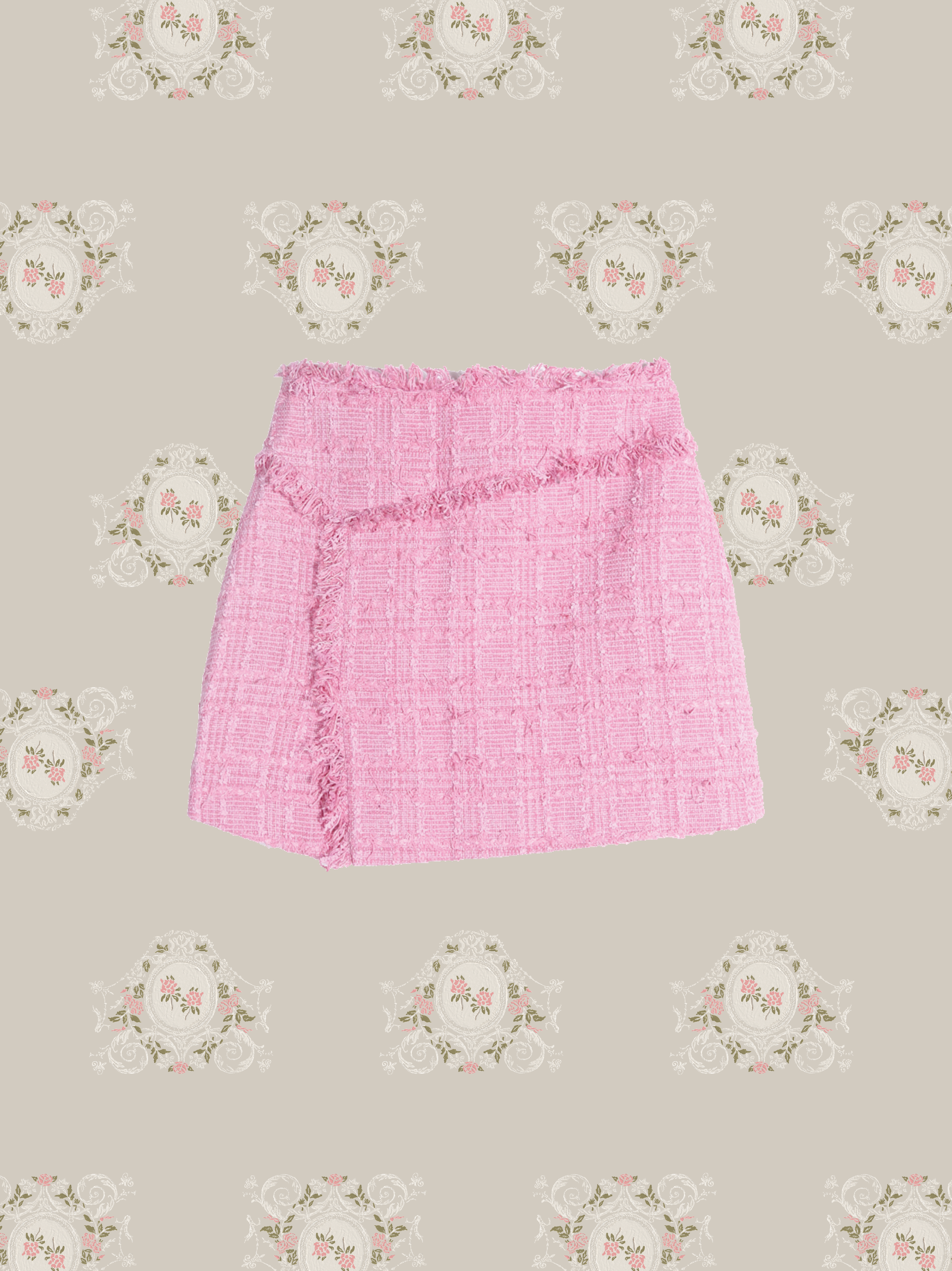 Side Slit Tweed Mini Skirt 