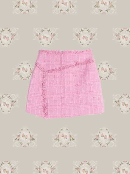 Side Slit Tweed Mini Skirt 