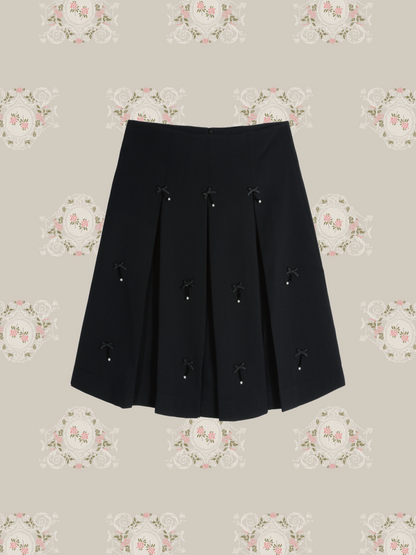 Romantic Handmade Pearl Ribbon Skirt/ロマンチックなハンドメイドパールリボンスカート