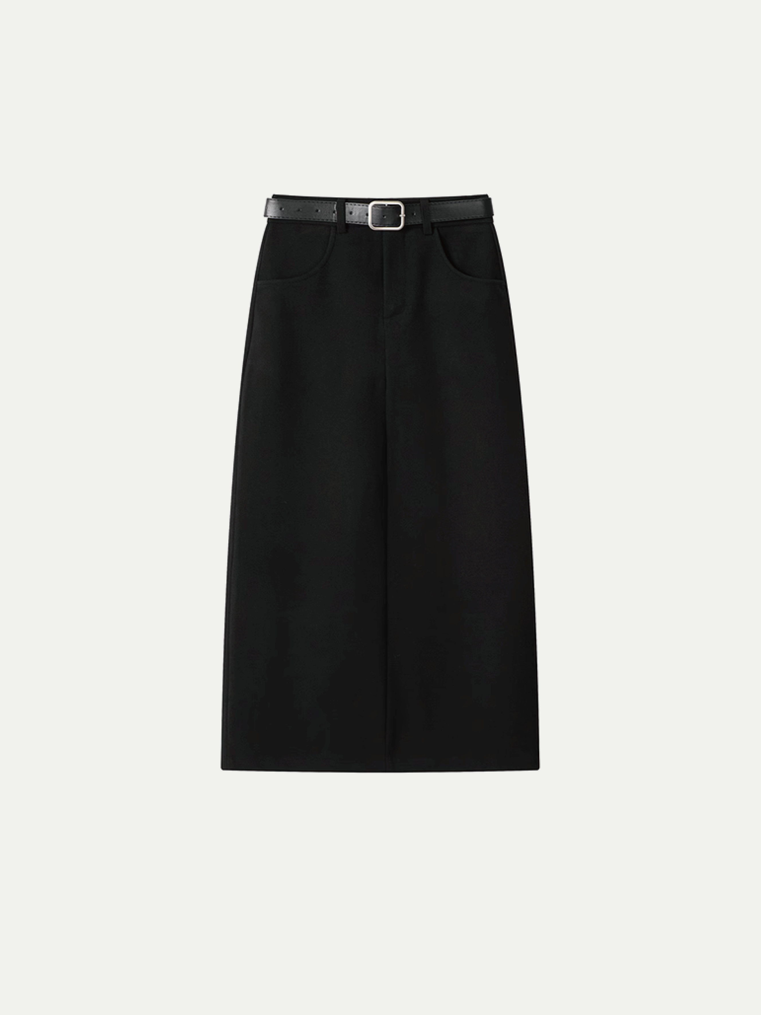 Straight Suit Skirt With Belt