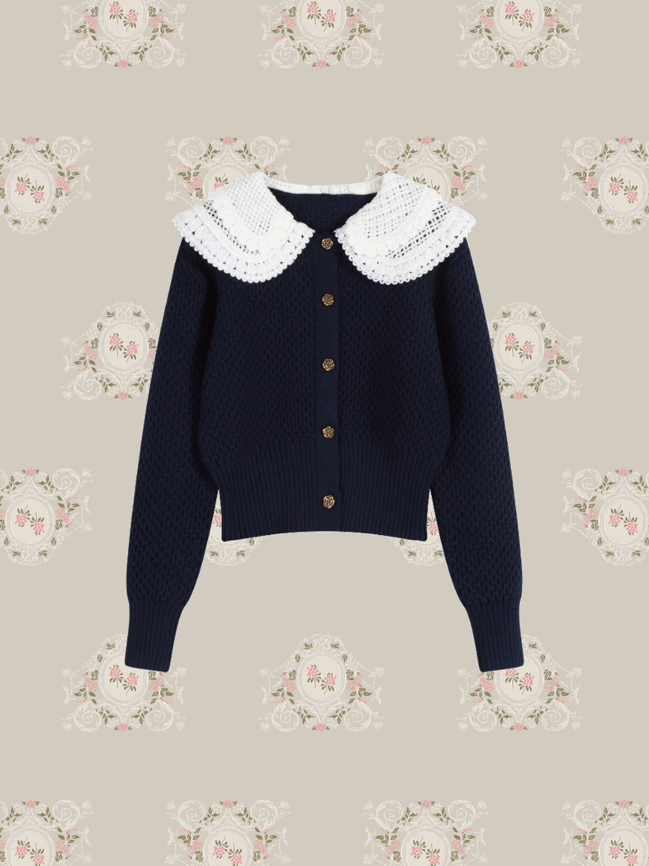 Double Lace Collar Cardigan 