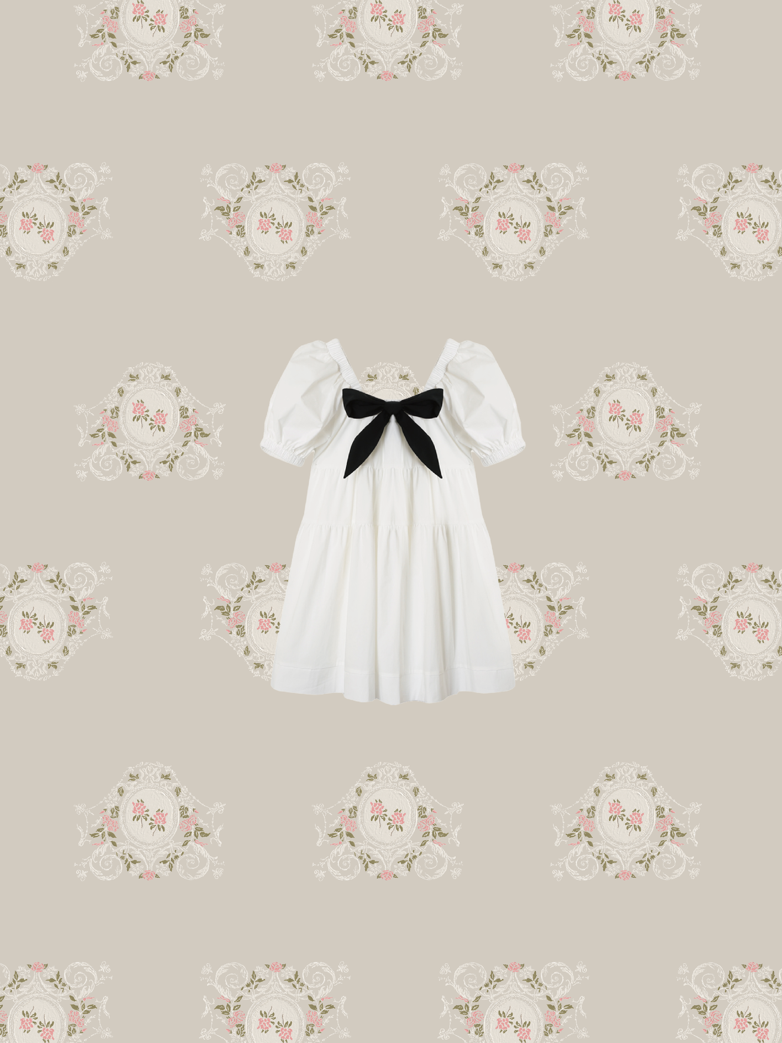 White Puff Ribbon Volume Dress