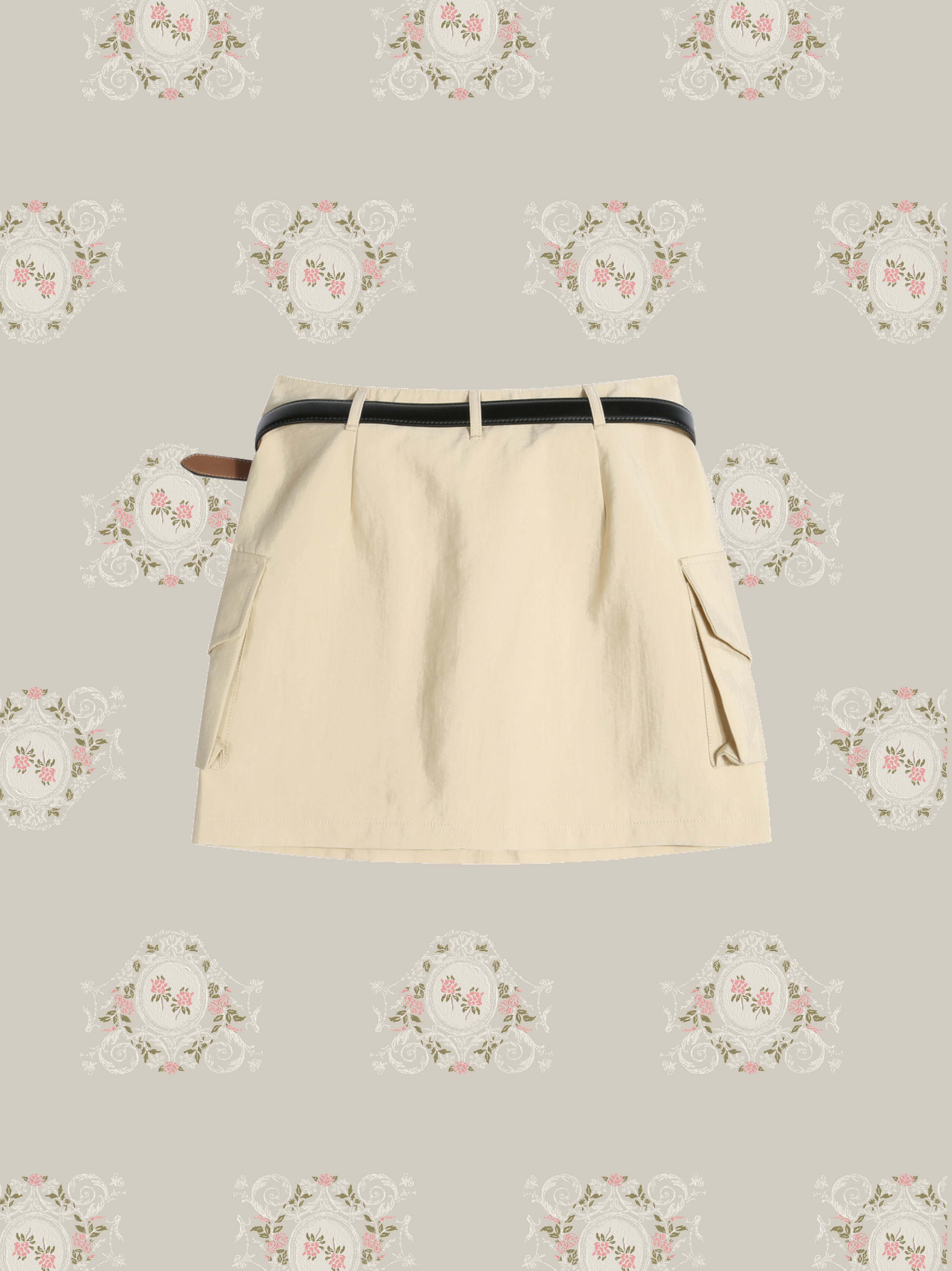Double Pocket Mini Skirt With Belt