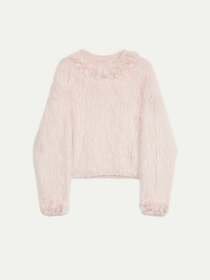 Lace Collar Mohair Sheer Sweater