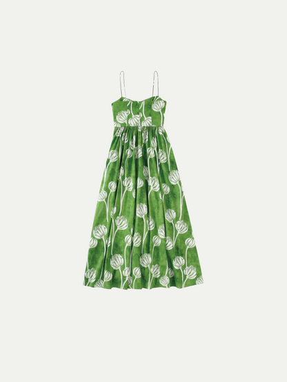 Waisted Flower Pattern Cami Dress 