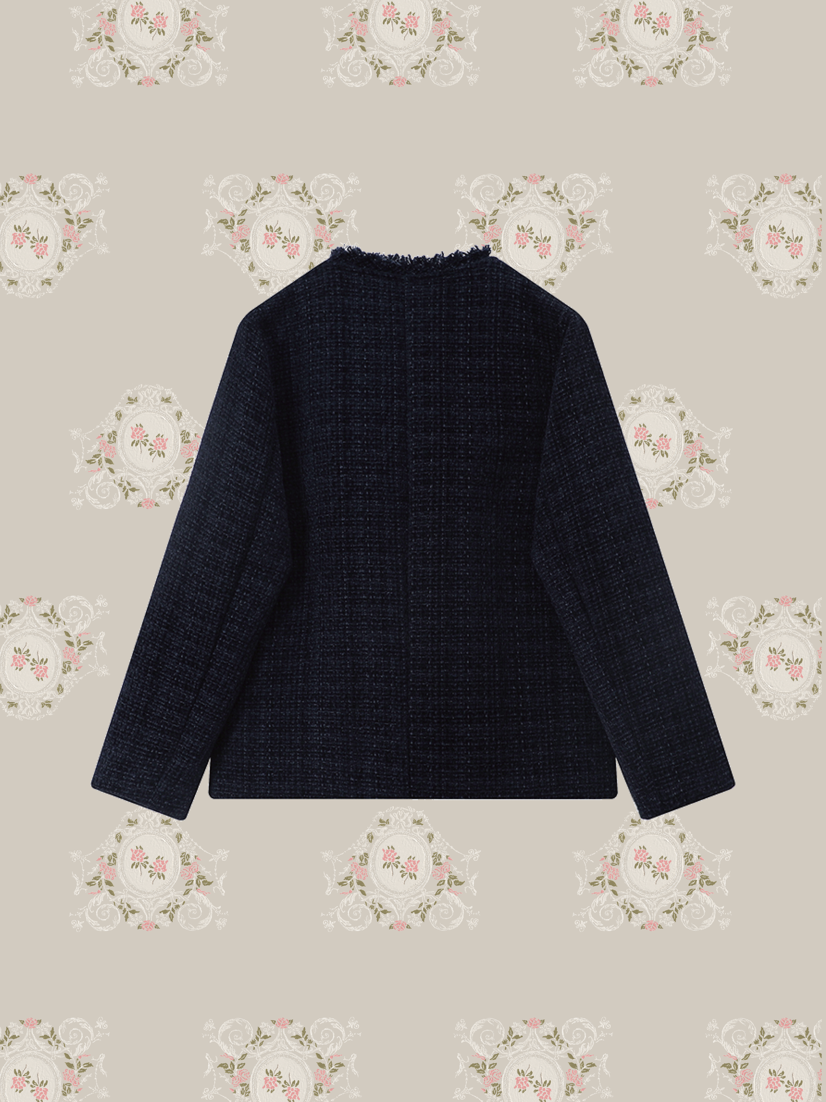 Bijou Style Tweed Inner Down Coat ビジュー風ツイードインナーダウンコート