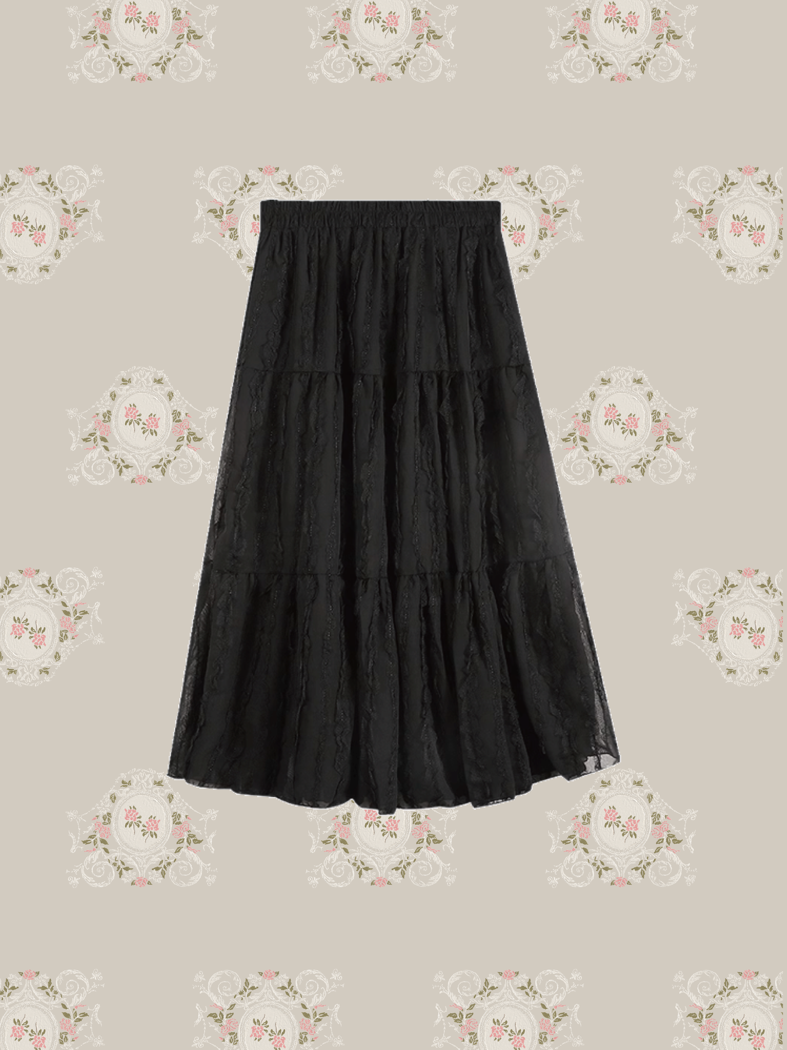 Pleats Chiffon Lace Skirt プリーツシフォンレーススカート